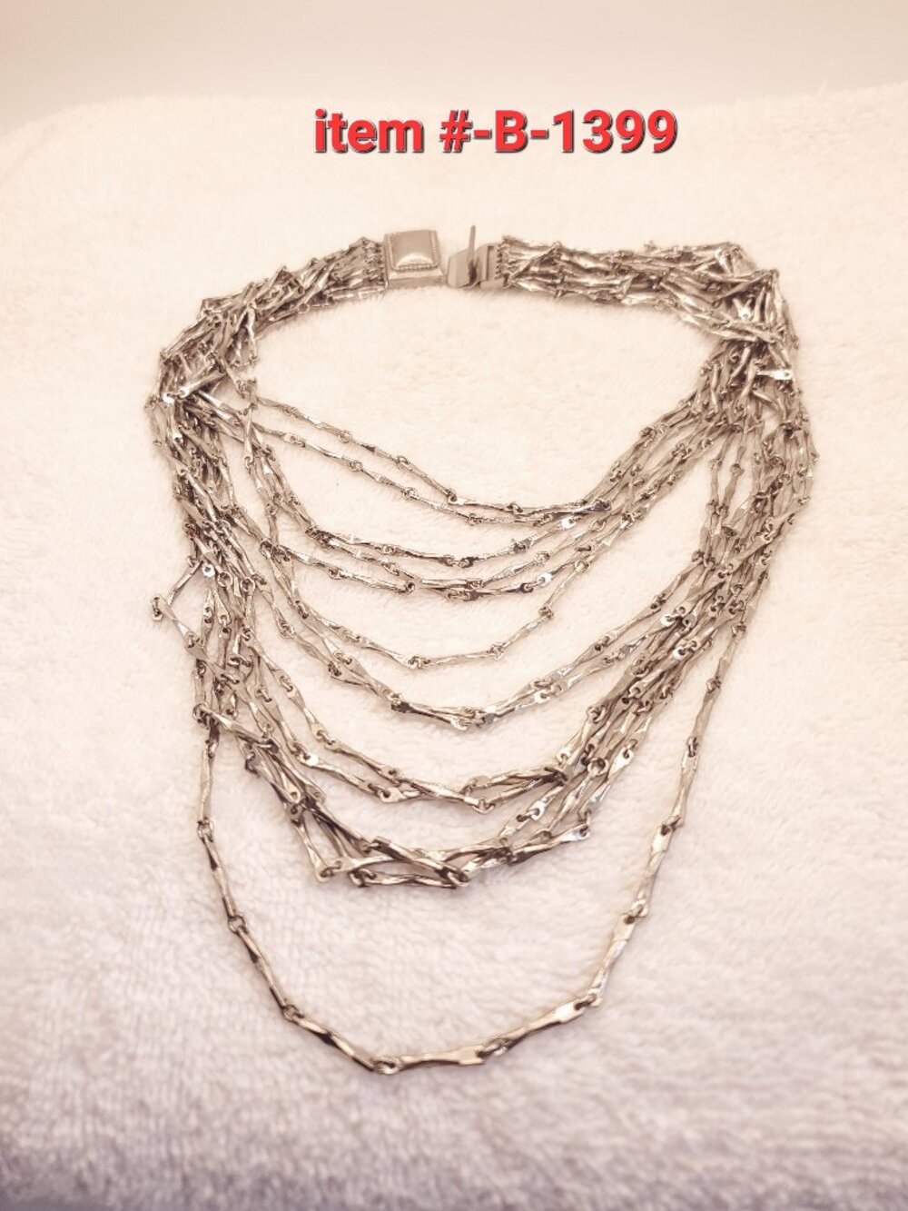 1 - 14 silver chain link necklace, item # B-1399,. wt. 138 grams.